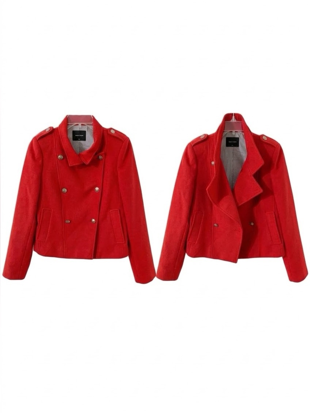 G2000 Women Red Double-Breasted Military Cropped Peacoat Jacket Size 36 / Small